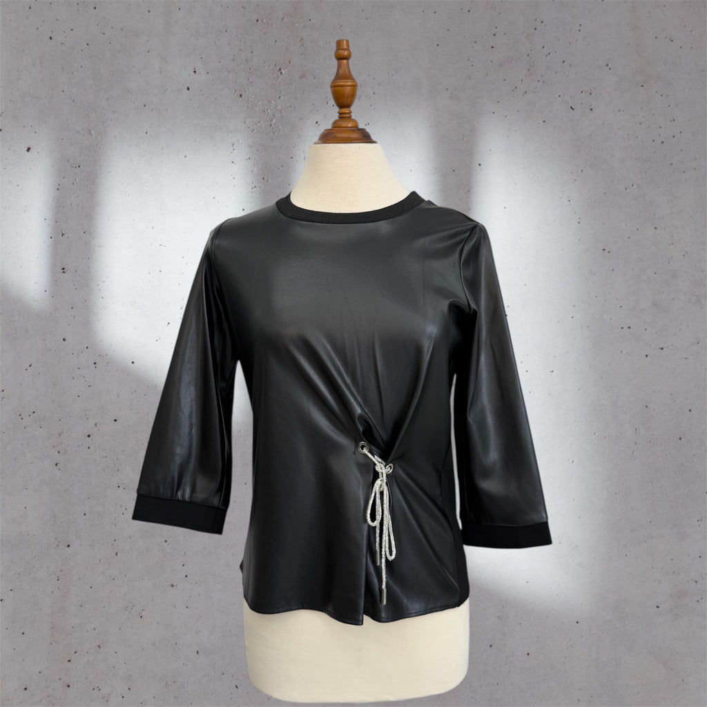 leather & cotton top