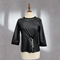 leather & cotton top