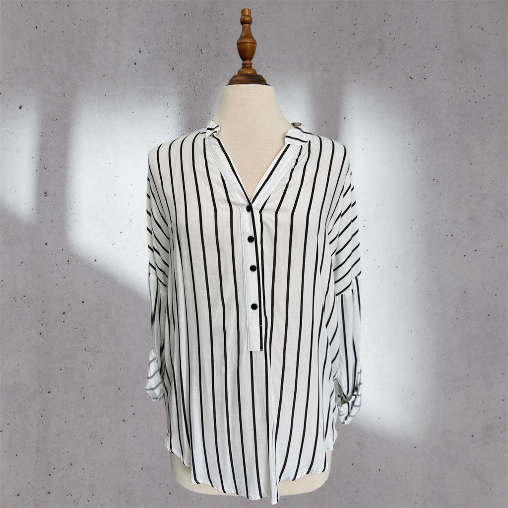 Vertical stripe V-Neck blouse